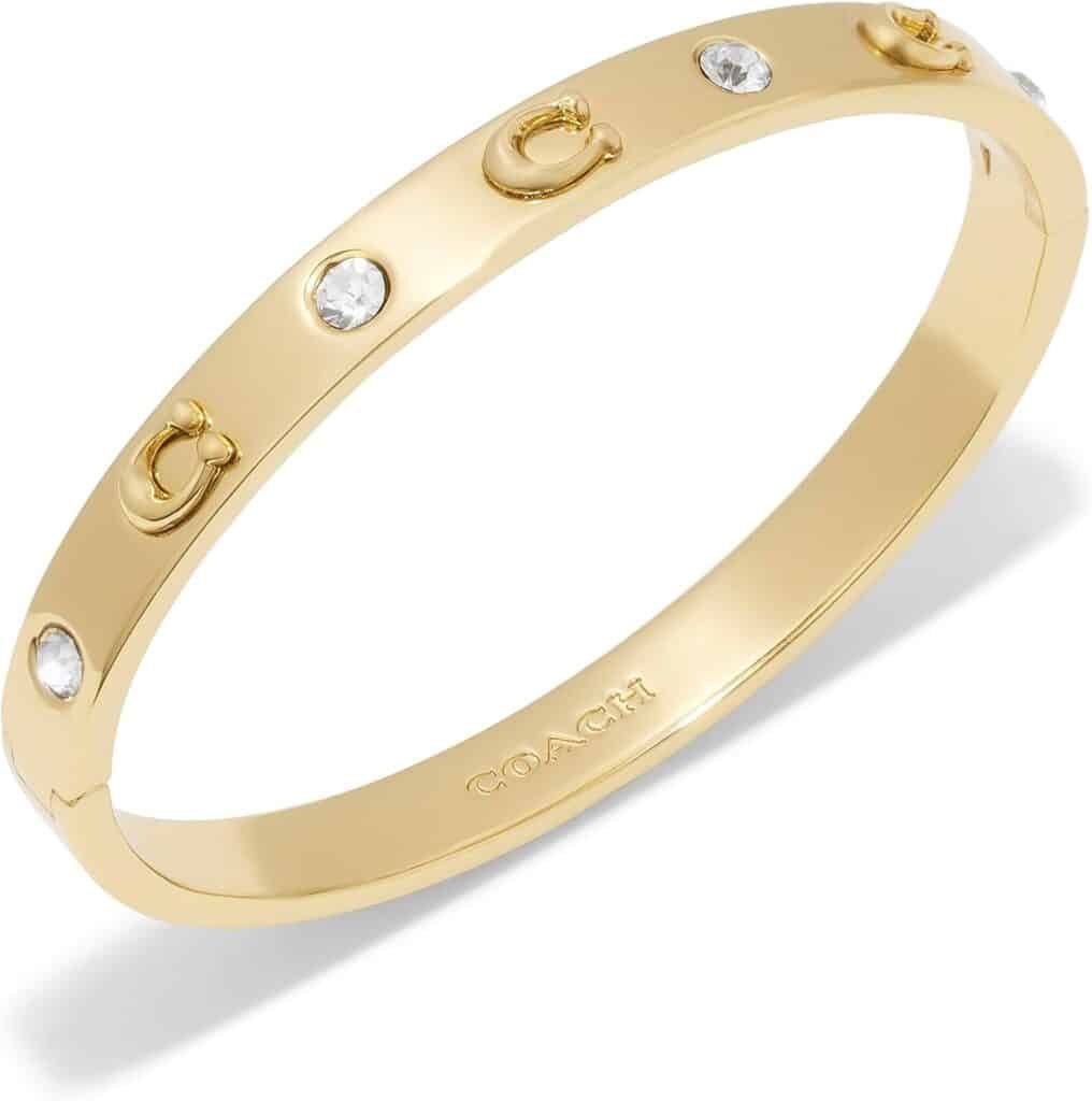 COACH Womens Signature C Logo Hinged Bangle Bracelet