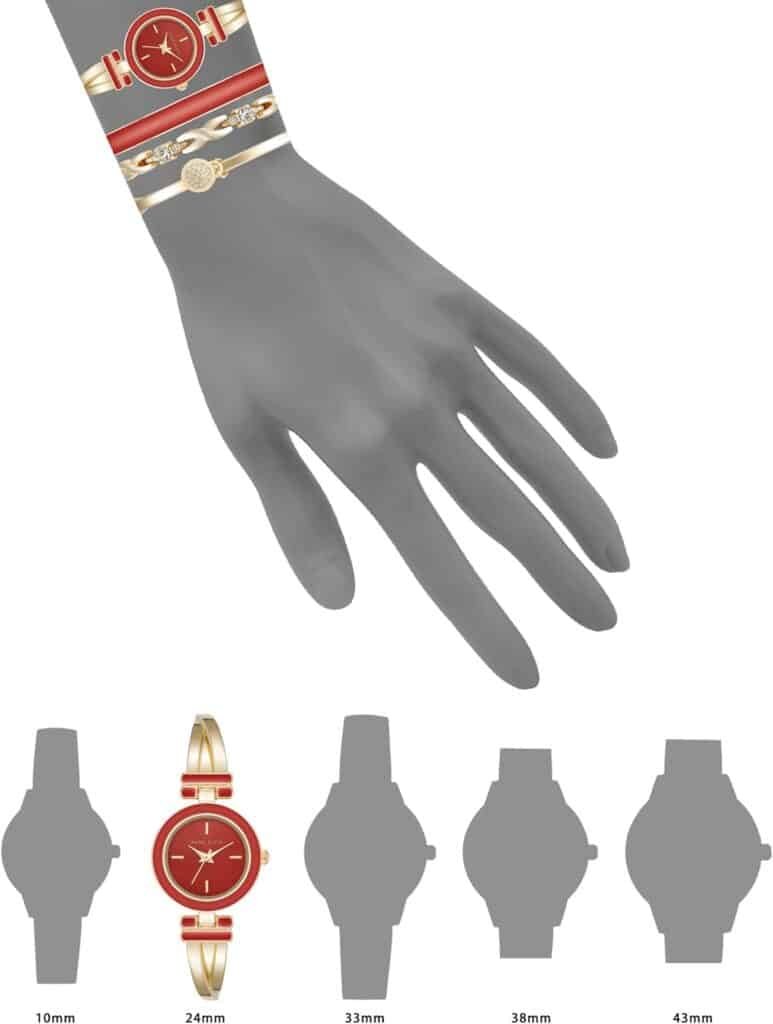 Anne Klein Womens Bangle Watch and Premium Crystal Accented Bracelet Set