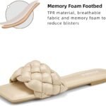 Athmile Braided Womens Sandals Square Open Toe Fashion Slide Sandals Women Dressy Summer Flat Beach Size 6 11 4 150x150