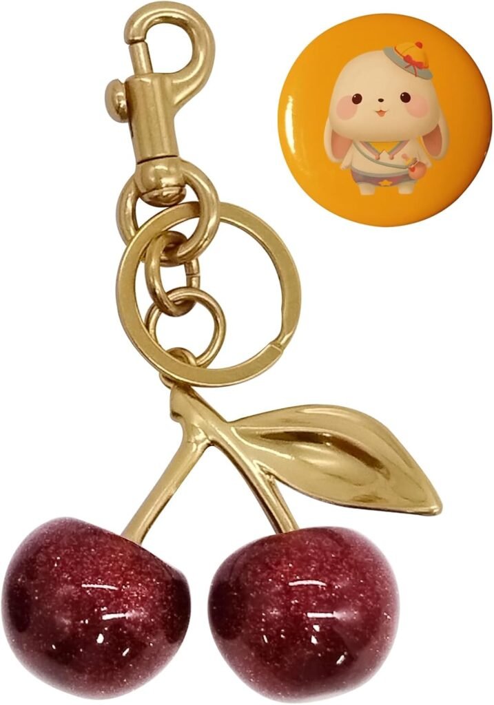 Cherry Bag Charm Keychain, Cute Cherry Charms for Purses and Bags, Cherry Keychains Accessory for Women