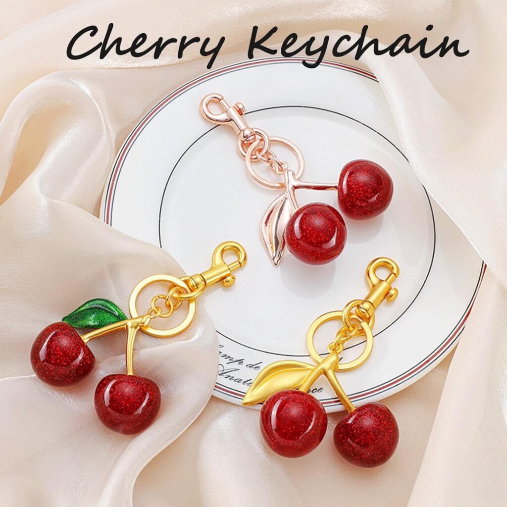 Cherry Bag Charms Keychain Car Cherry Accessories keychian, Cute Cherry Purse Charms Gifts for Women