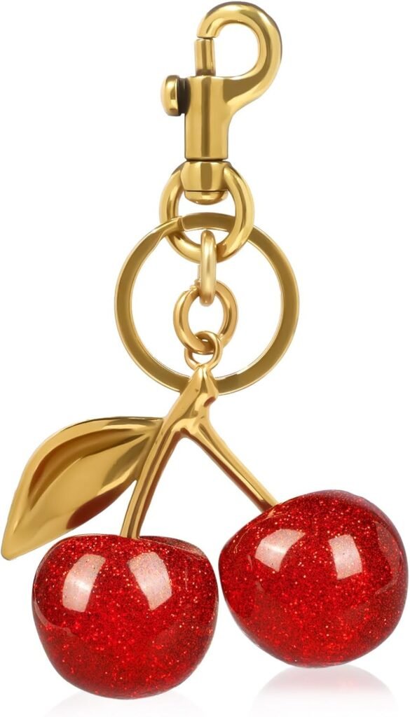 Cherry Charm,Cherry Keychain,Cherry Bag Charm,Cute Cherry Charm for Handbag,Purse,Birthday,Christma