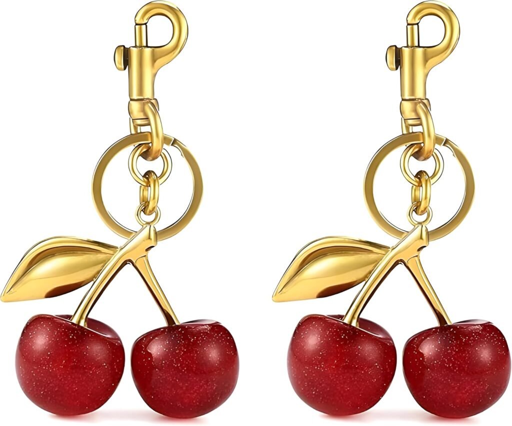 Cherry handbag charms, cherry keychain accessories, wallet charms Luggage charms.