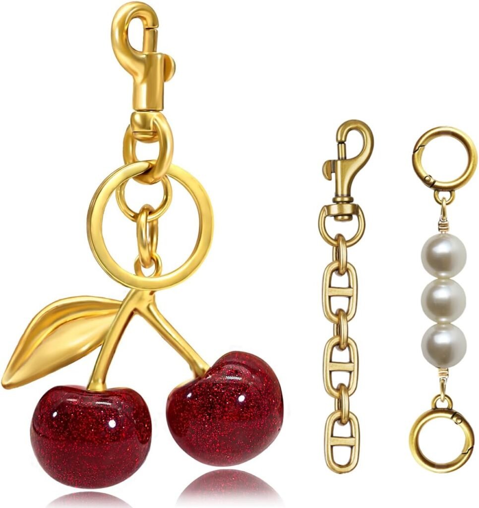 Cherry Keychain Cherry Bag Charm Keychain Cute Cherry Accessories Gifts for Women Cherry Keychain Extender Chain Bag Charms