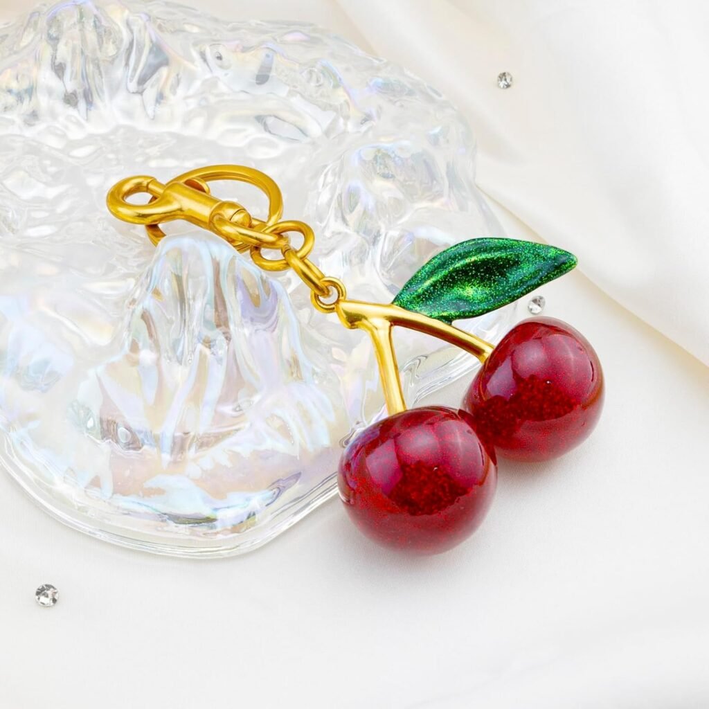 Cherry Keychain Cherry Bag Charms Purse Charms for Handbags Cute Cherry Accessories Gifts for Women Purse Charms for Handbags Cherry Charm Keychains For Women Birthday Christmas Gifts Cute Stuff