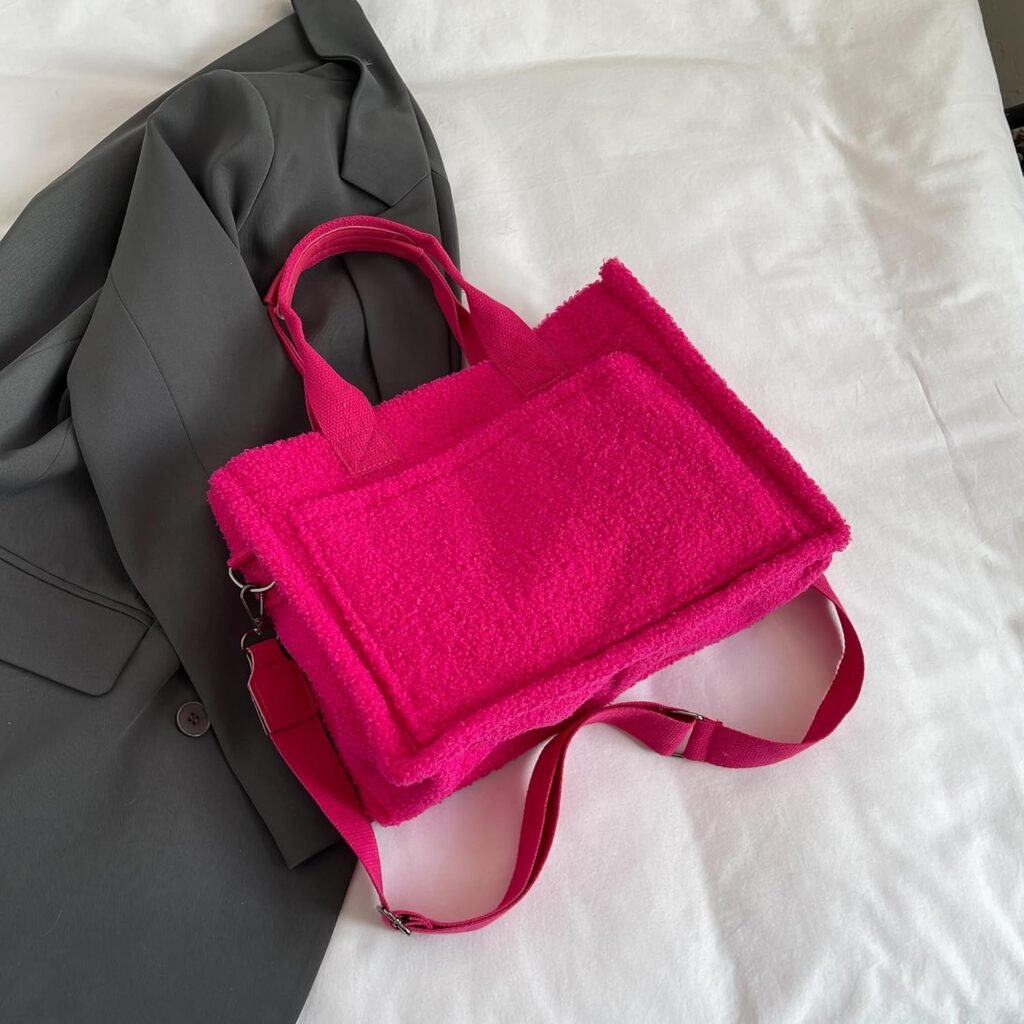 Cherry Tote Bag for Women Canvas Patched Purse Cute Shoulder Bag Multi-Pocket Satchel Handbag for work travel