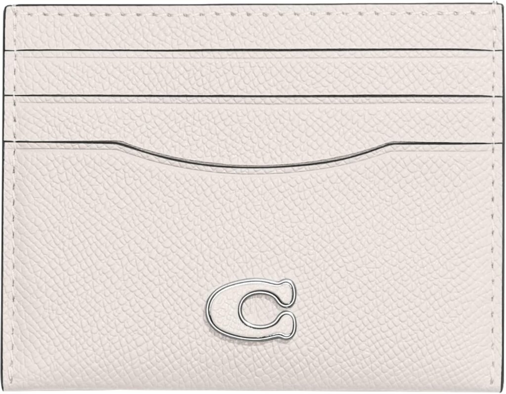 Coach Flat Card Case in Crossgrain Leather, Chalk, One Size