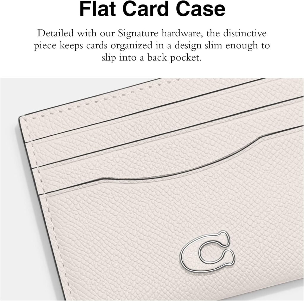 Coach Flat Card Case in Crossgrain Leather, Chalk, One Size