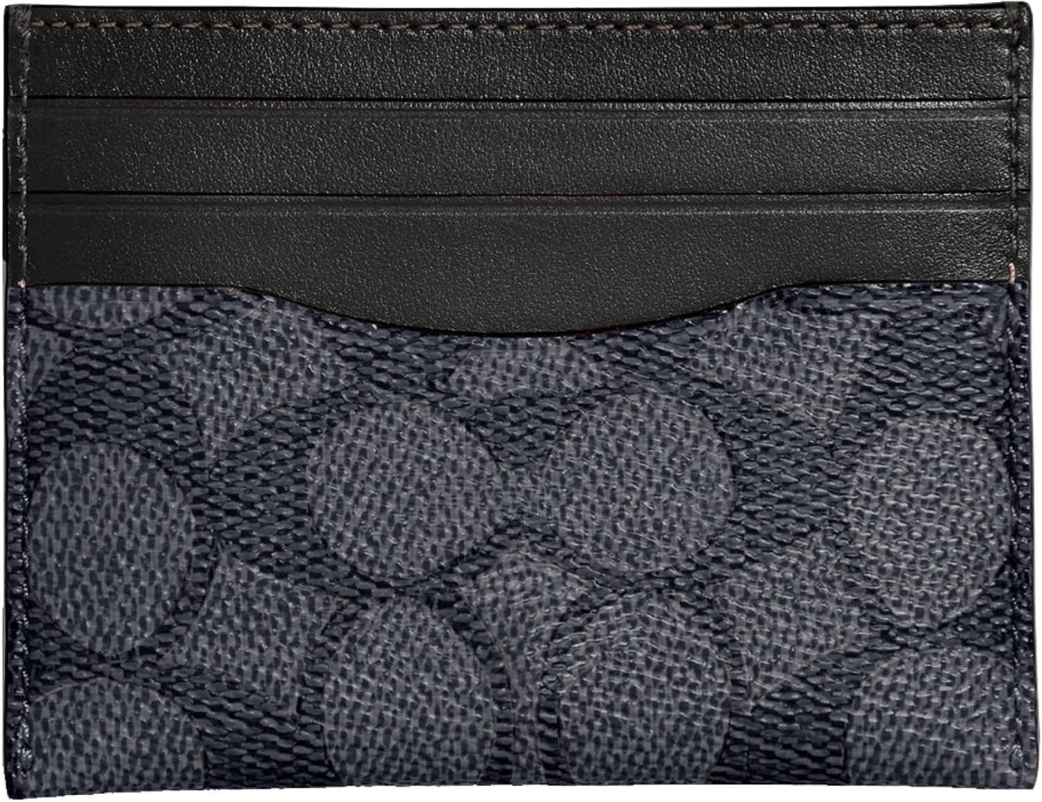 Coach Flat Card Case In Signature Charcoalblack One Size
