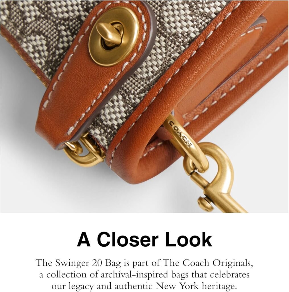 COACH Mini Signature Jacquard Swinger 20, Cocoa Burnished Amb