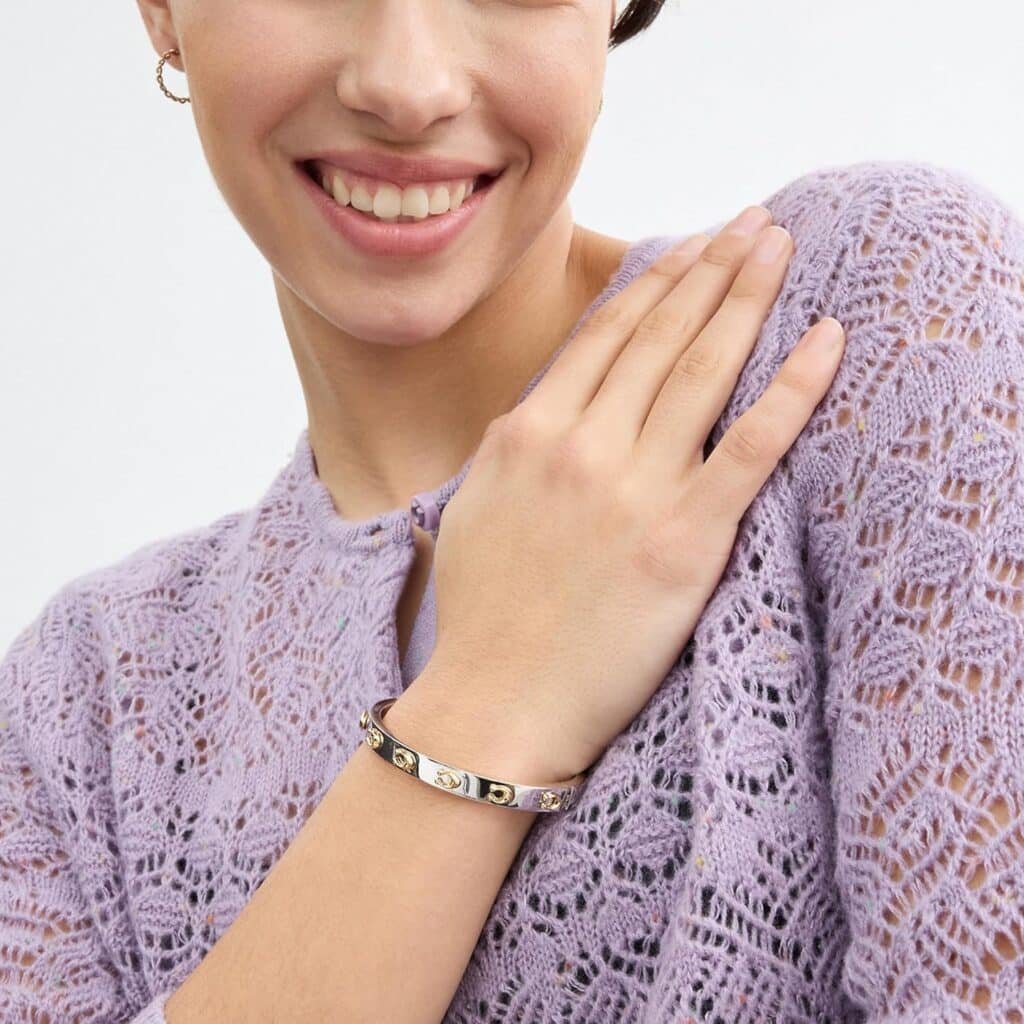 Coach Pegged C Logo Hinged Bangle Bracelet