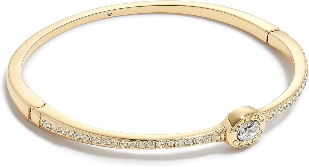 Coach Signature Logo Pave Hinged Bangle Bracelet
