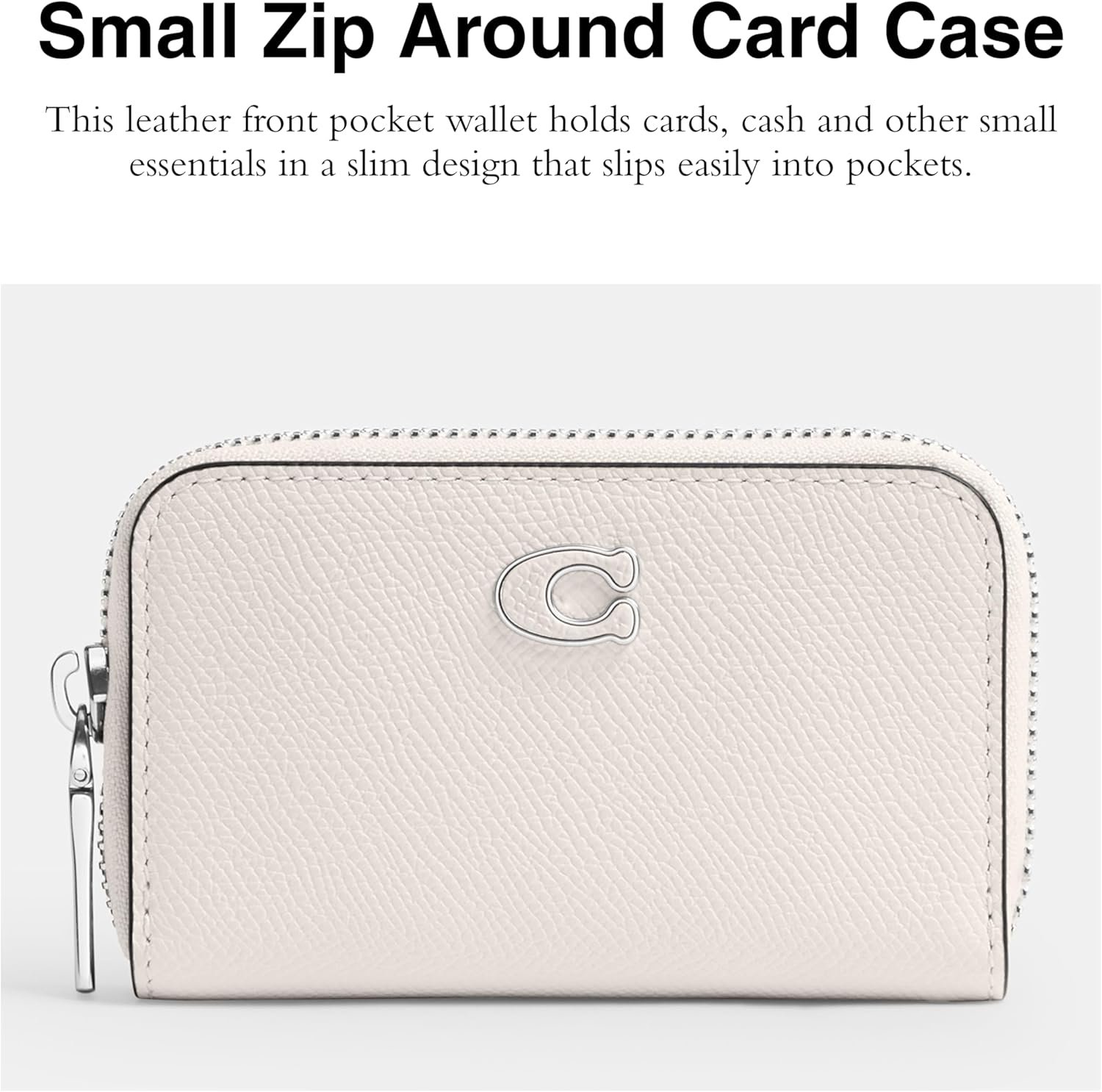 Coach Small Zip Around Card Case Chalk 1