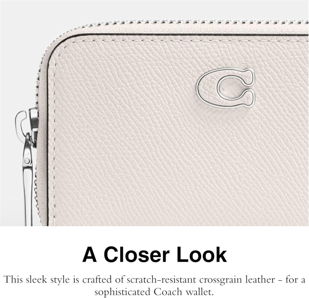 Coach Small Zip Around Card Case, Chalk