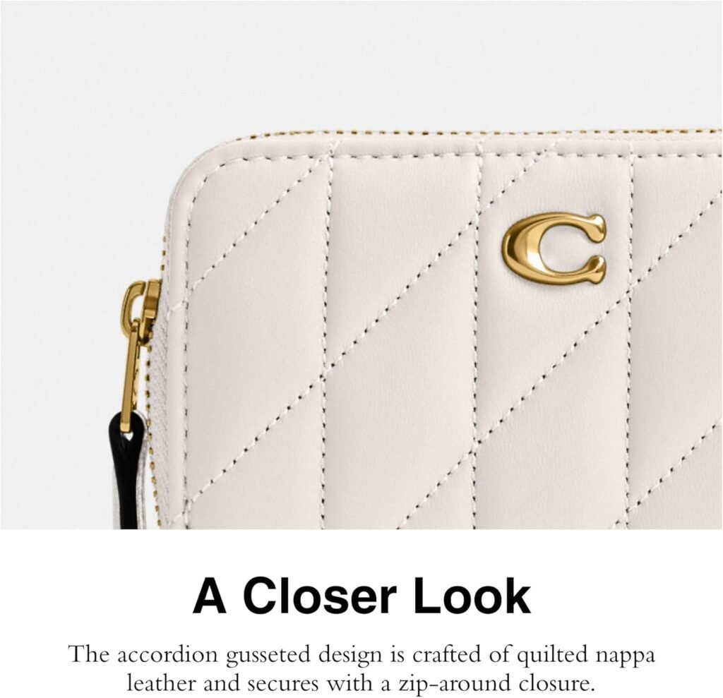 Coach Small Zip Around Card Case, Chalk