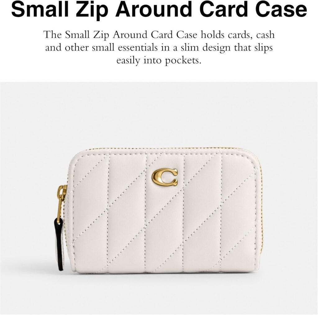Coach Small Zip Around Card Case, Chalk