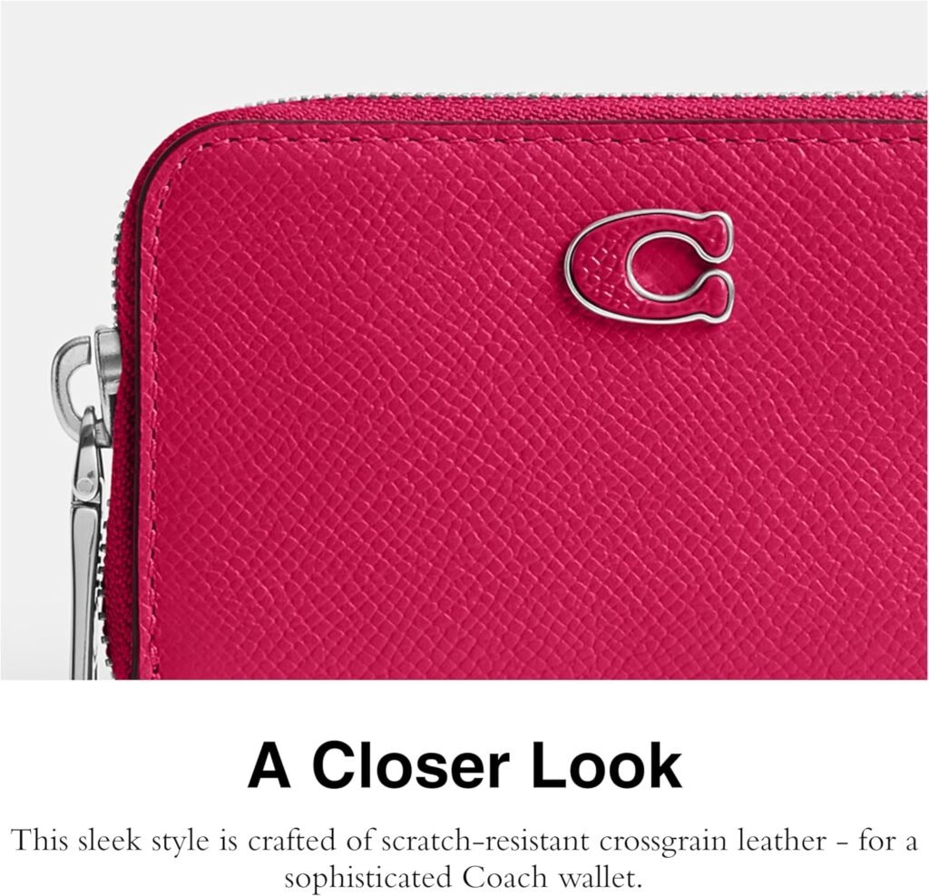 Coach Small Zip Around Card Case, Dragonfruit