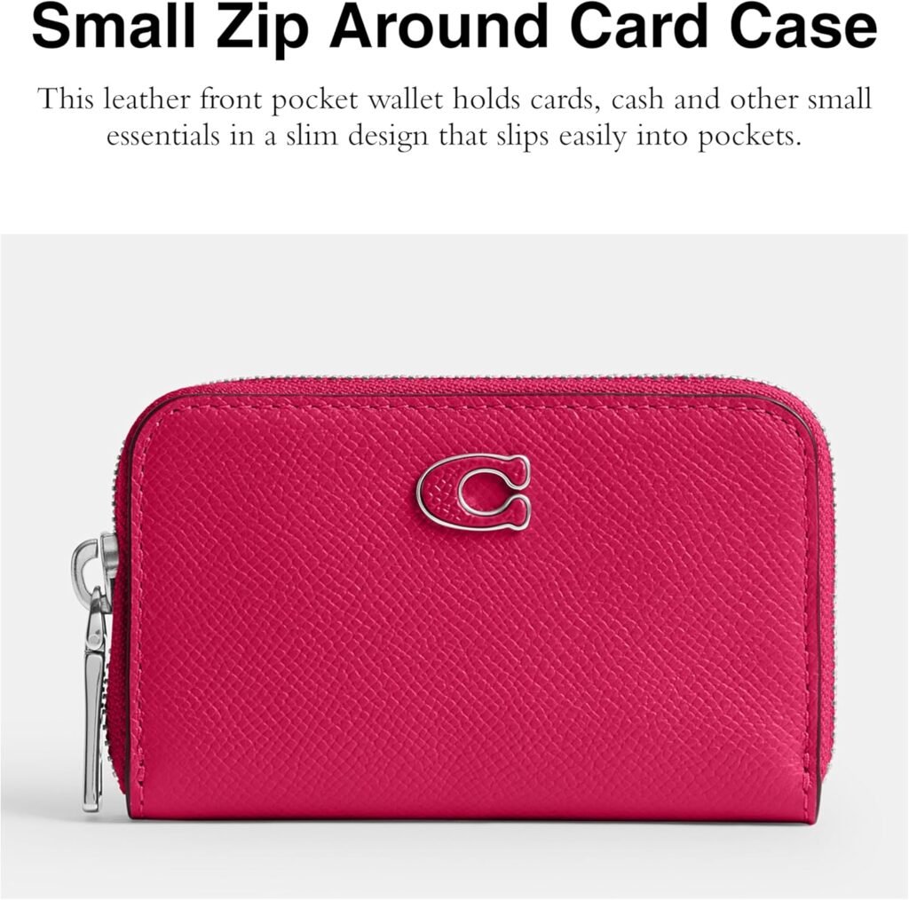 Coach Small Zip Around Card Case, Dragonfruit