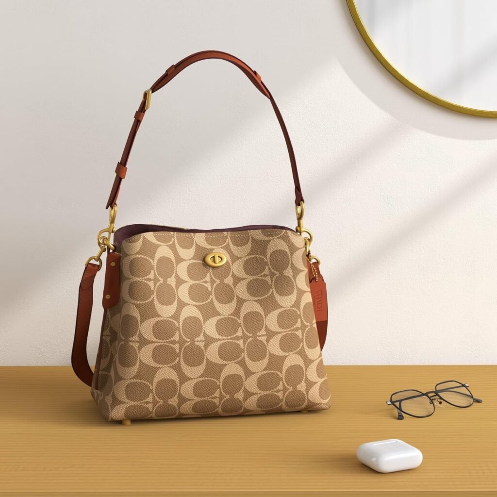 Coach Womens Polished Pebble Leather Willow Shoulder Bag