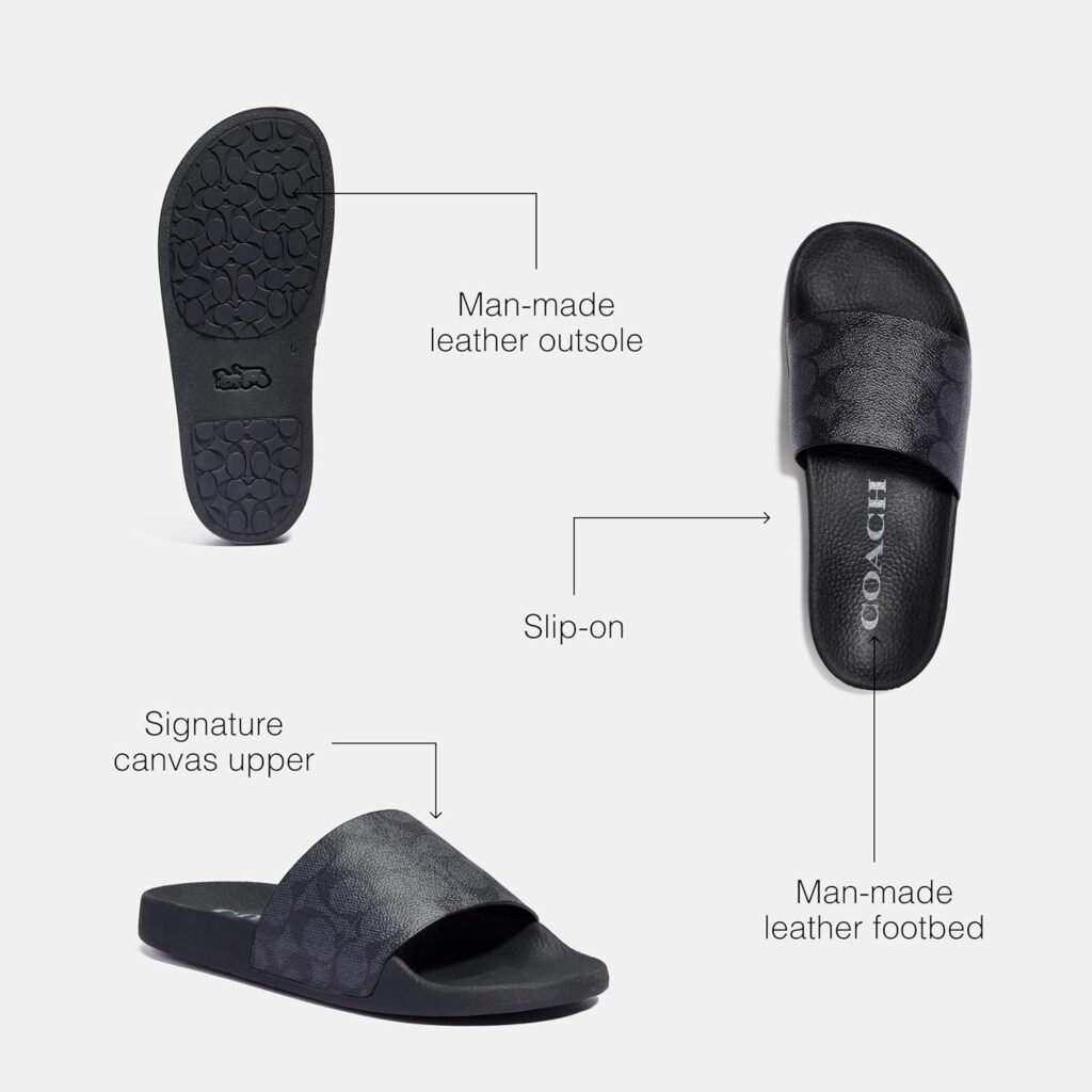 Coach Womens Udele Coated Canvas Slide Slipper