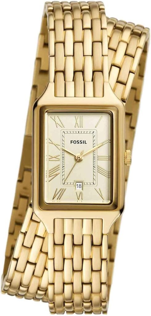 Fossil Raquel Womens Watch with Rectangular Case and Stainless Steel Bracelet or Leather Band