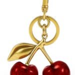 Glitter Cherry Bag Charm With Key Ring And Clip Sparkling Resin Metal Accessory For Purses And Bags 150x150