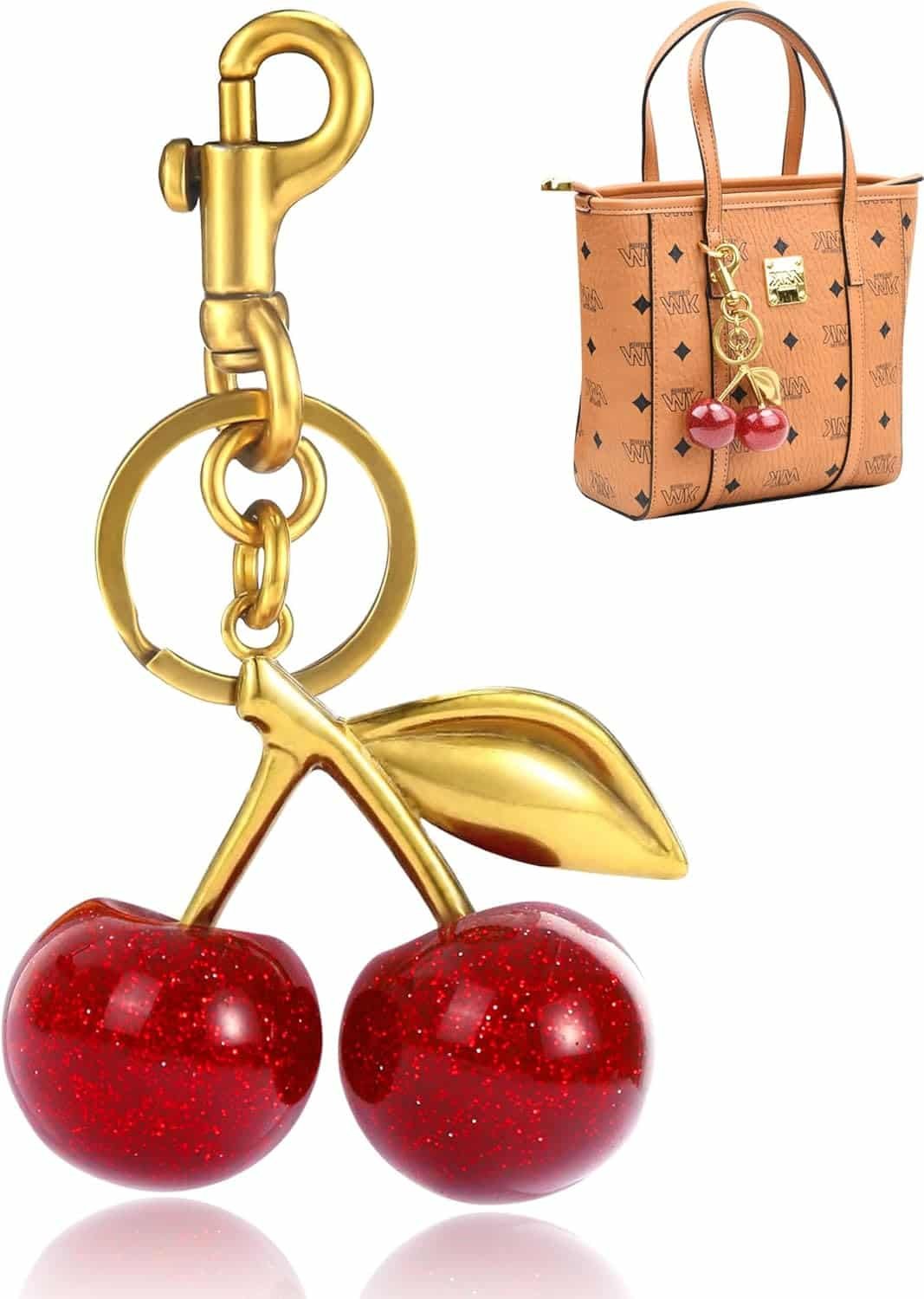 Glitter Cherry Bag Charmcherry Keychain Charms Accessory For Purses Bags Handbags