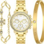Reloj De Oro Y Pulseras De Oro Para Mujeres Reloj De Mujer Con Juego De Pulseras De Oro Relojes De Pulsera Con Brazaletes De Oro Para Mujeres 150x150