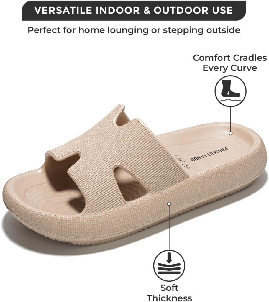 Project Cloud Womens Sandals Cloud Recovery Sandals Women Memory Foam Slippers for Women, Cushioned Womens Slippers, Non-Slip Beach Essentials Slides for Women (PillowStrap)