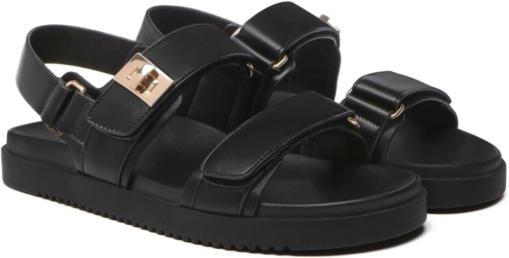 Rihero Womens Flat Sandals Comfort Adjustable Double Strap Slip on Leather Footbed Sandals Rihero Womens Flat Sandals Comfort Adjustable Double Strap Slip on Leather Footbed Sandals