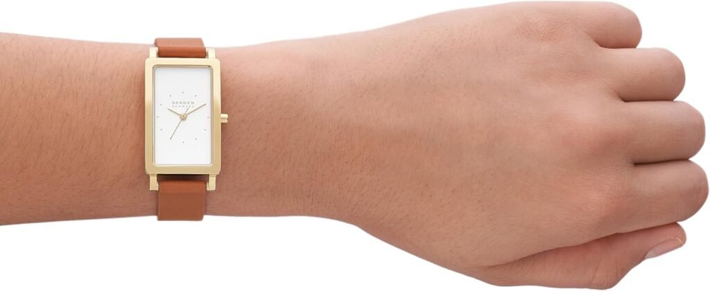 Skagen Hagen Rectangular Case Womens Watch with Stainless Steel Bracelet, Mesh or Leather Band