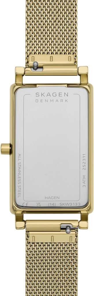 Skagen Hagen Rectangular Case Womens Watch with Stainless Steel Bracelet, Mesh or Leather Band