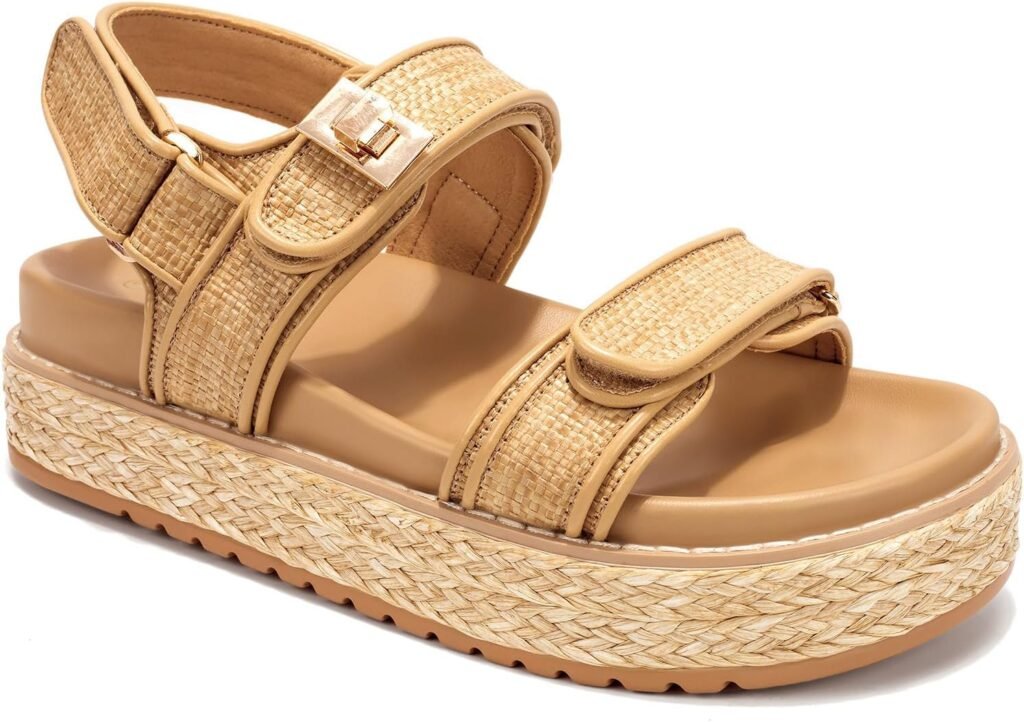 Womens Raffia Sandals Platform Open Toe Espadrille Sandals