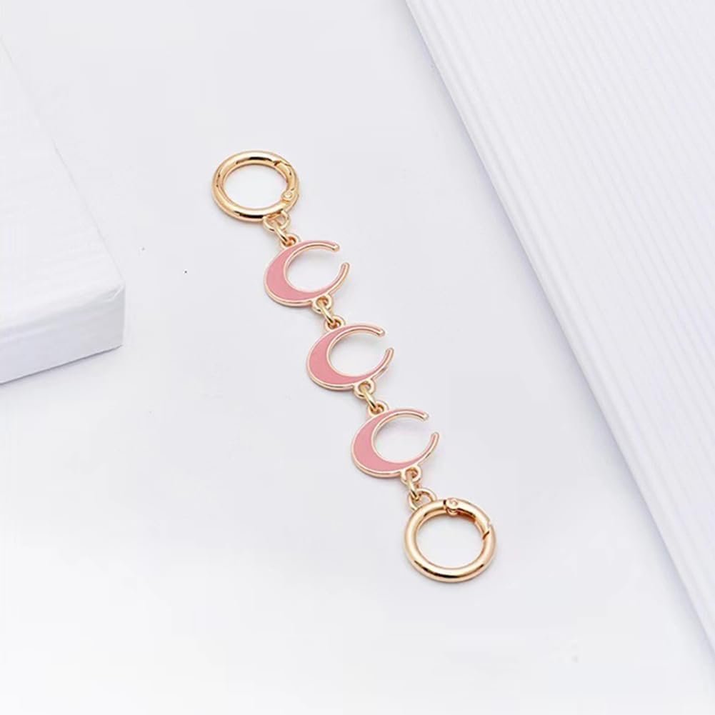 2 Pcs Bag Extender Chain Purse Strap Extenders Heart Purse Chain Extender Bag Chain Straps Charms for Handbag Shoulder Crossbody Bag Pink