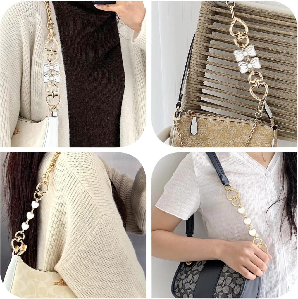 2Pcs Purse Extender Chain Silver Pink Bag Extender Chain Heart Purse Strap Extender Moon Purse Strap Replacement Crossbody Purse Accessories for Women Bag Charms for Handbags Tote Bags Purse Making