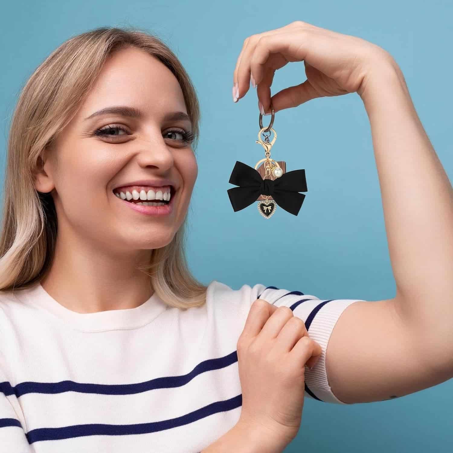 3 Pack Bow Charm For Purse Keychain Bow Black Pink White Bag Charms Bowknot Key Chain Cute Car Key Chain Key Ring Bag Ch 2