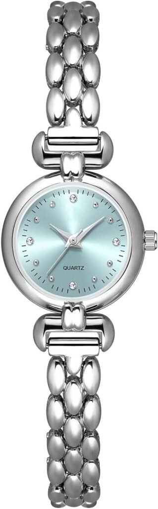 ADSBIAOYE Petite Womens Round Simple Wrist Watch Fashion Dress Diamond Female Watches for Ladies Analog Quartz Stainless Steel Waterproof Watch
