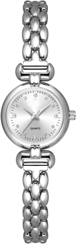 ADSBIAOYE Petite Womens Round Simple Wrist Watch Fashion Dress Diamond Female Watches for Ladies Analog Quartz Stainless Steel Waterproof Watch