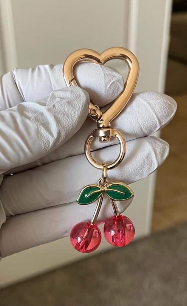 Agromusk Cute Cherry Keychain,Kawaii Cherry Bag Purse Charms for Women Car Keys Decor Gifts Stuff Accessories