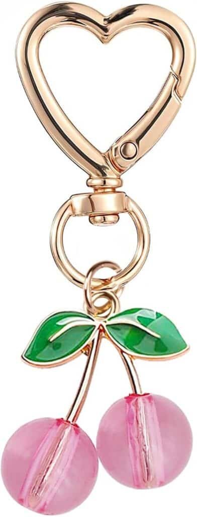 Agromusk Cute Cherry Keychain,Kawaii Cherry Bag Purse Charms for Women Car Keys Decor Gifts Stuff Accessories