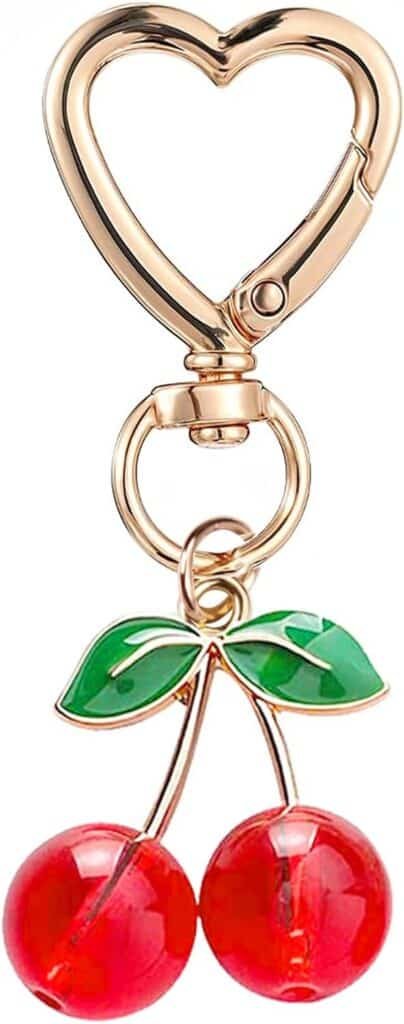 Agromusk Cute Cherry Keychain,Kawaii Cherry Bag Purse Charms for Women Car Keys Decor Gifts Stuff Accessories
