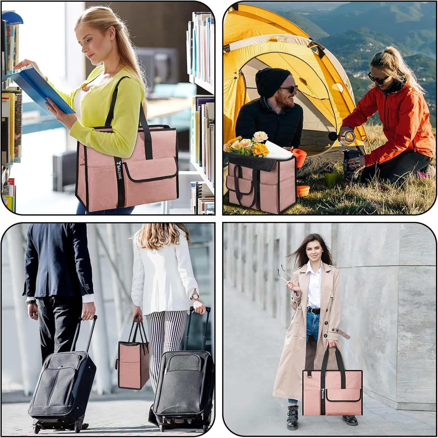 Baleine Large Utility Tote Bag With Reinforced Bottom Multi Pockets Foldable Tote Bag For Nurse Travel Work 1
