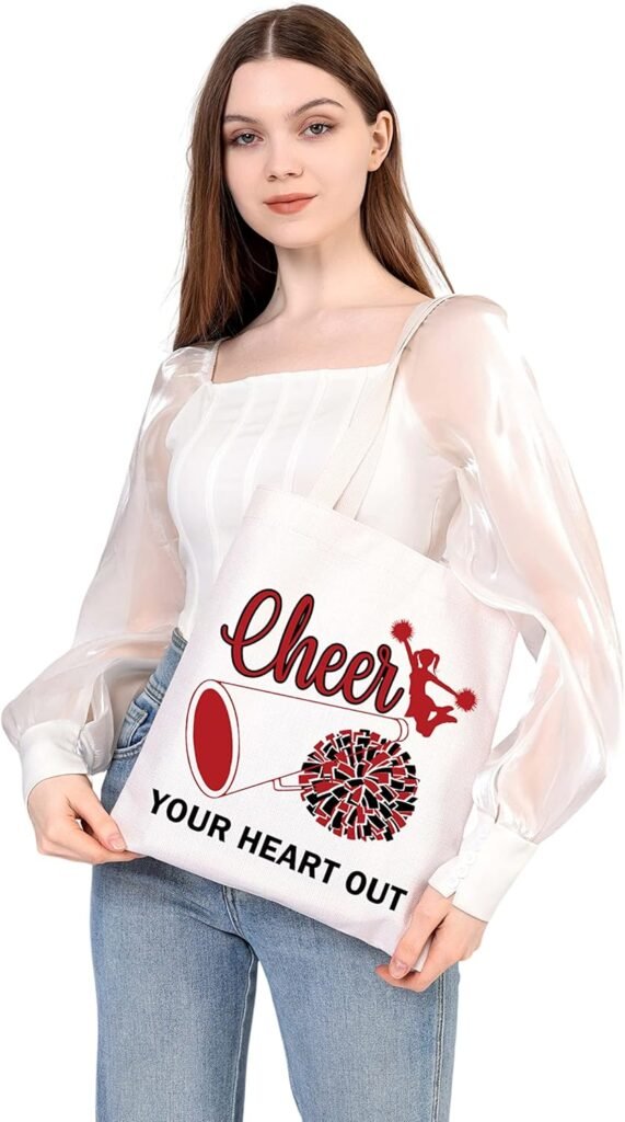 BDPWSS Cheer Coach Tote Bag For Women Cheer Mom Gift Cheer Your Heart Out Cheerleading Gift