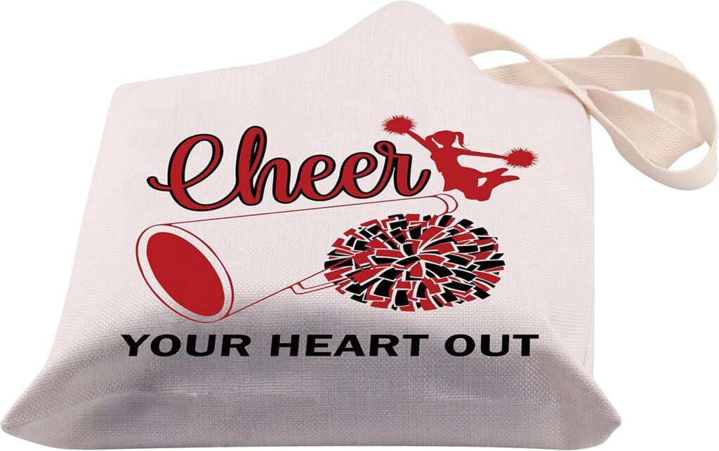 BDPWSS Cheer Coach Tote Bag For Women Cheer Mom Gift Cheer Your Heart Out Cheerleading Gift