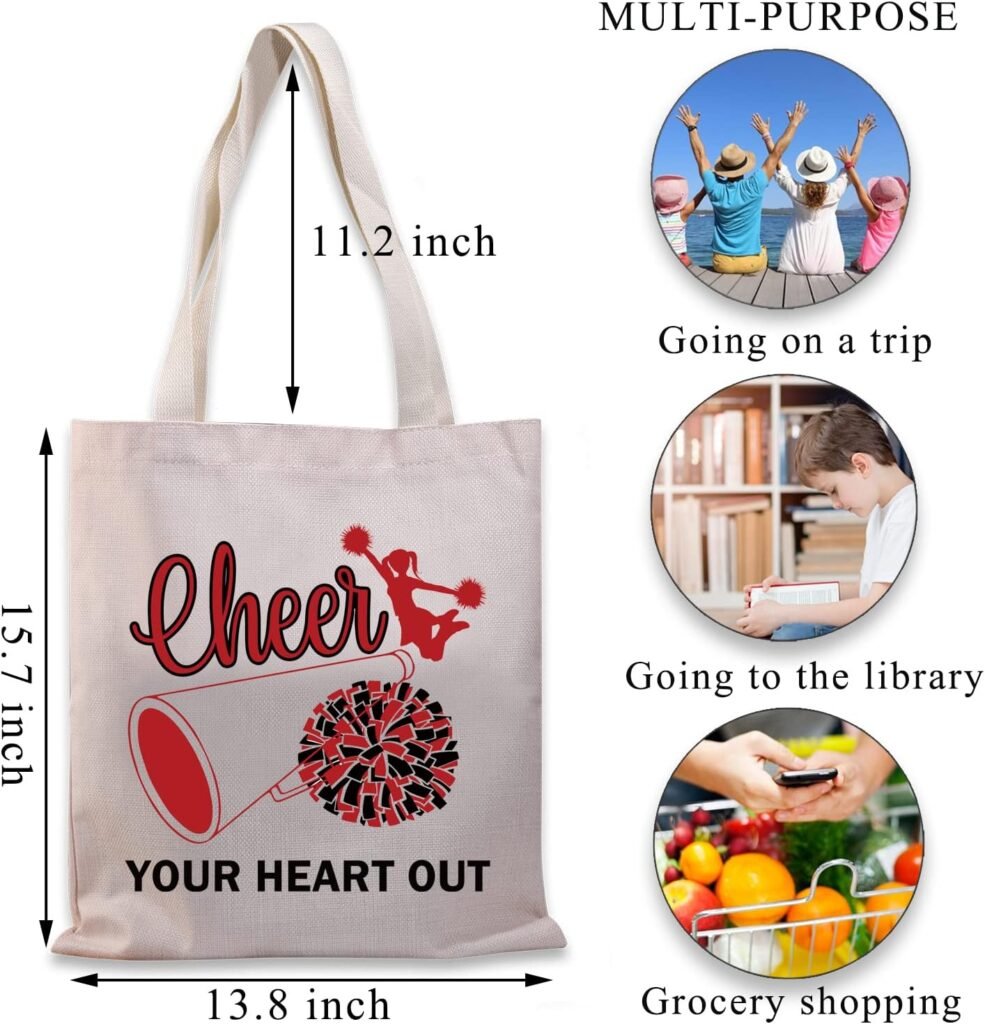 BDPWSS Cheer Coach Tote Bag For Women Cheer Mom Gift Cheer Your Heart Out Cheerleading Gift