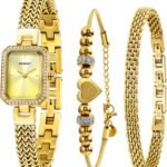 Berny Gold Watches For Women Ladies Wrist Watch And Bracelet Set Dainty Quartz Bracelet Watch Premium Crystal Accented F 150x150