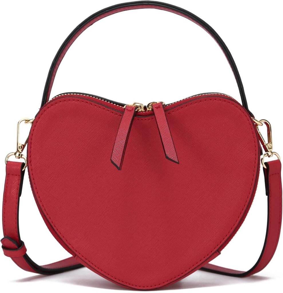 CATMICOO Small Heart Shaped Purse for Women with Removable Crossbody Strap