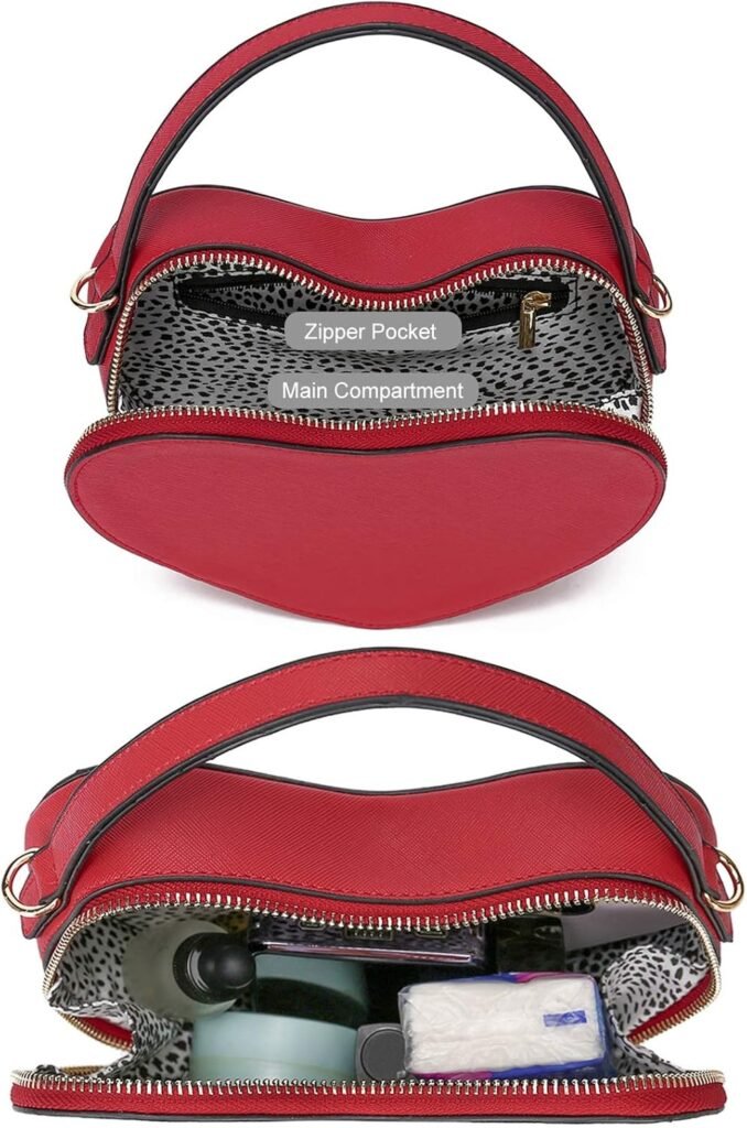 CATMICOO Small Heart Shaped Purse for Women with Removable Crossbody Strap