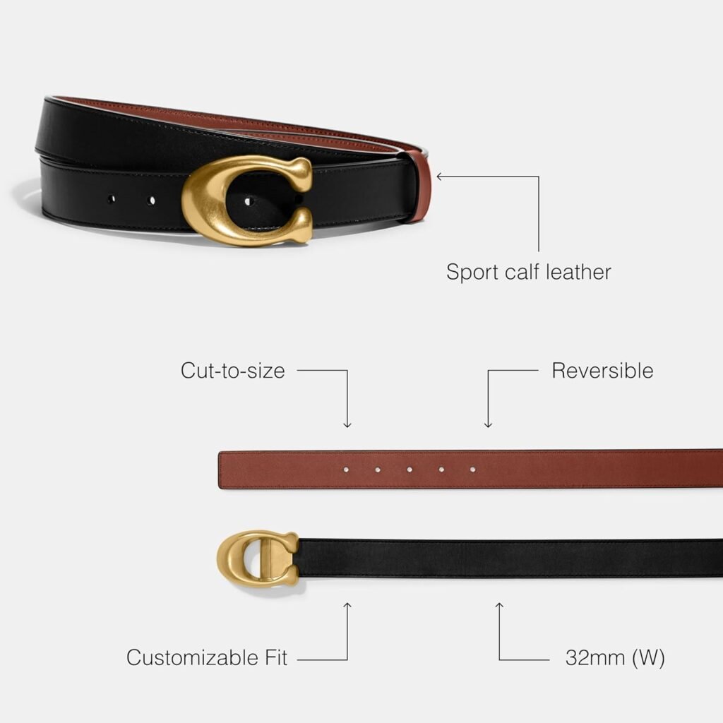 Coach 32mm CTS Sculpted C Reversible Leather Belt