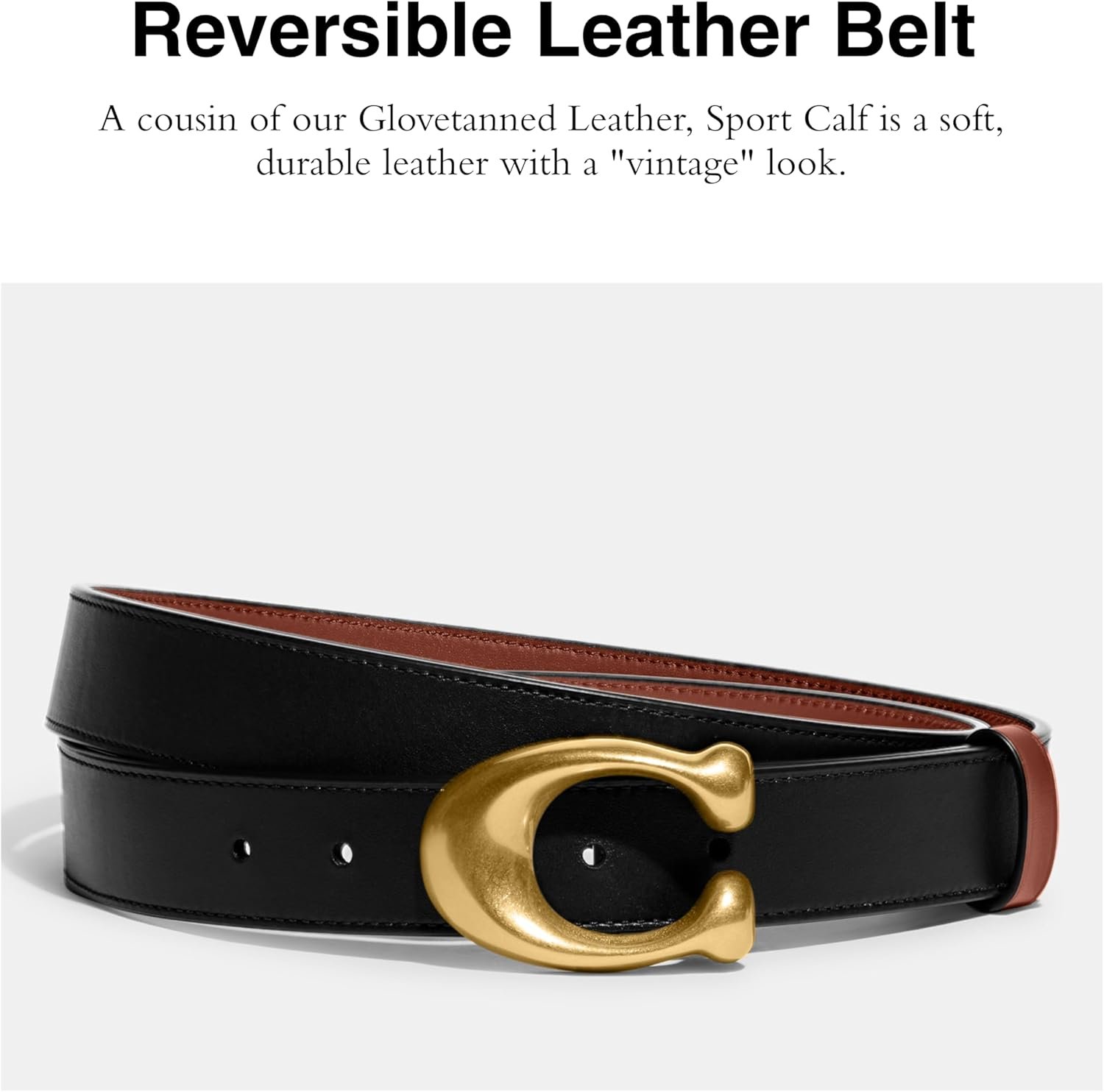 Coach 32mm Cts Sculpted C Reversible Leather Belt 2